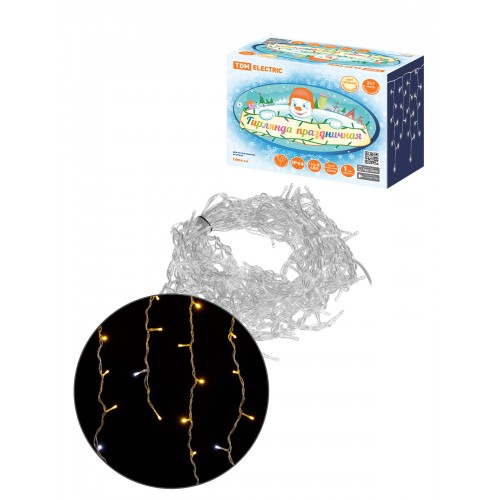 Гирлянда светодиодная "Бахрома" 2х1 м, 152LED, 3000К,  мерц-е, посл. подкл, IP44, 250 В, TDM