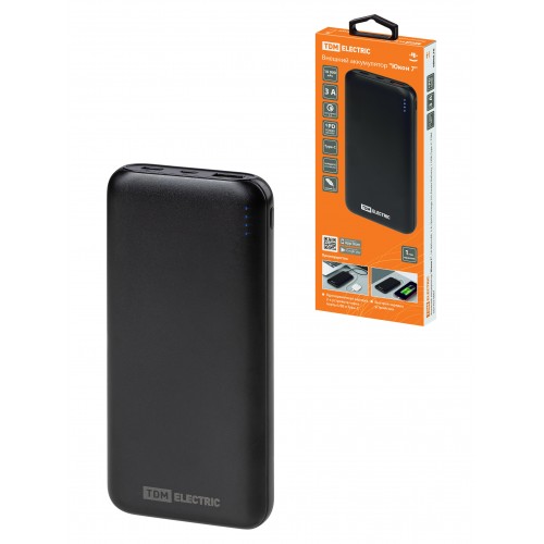 Внешний аккумулятор "Юкон 7", 10 000 mAh, 3 А, Quick Charge 3.0, Power Delivery, 1 USB, Type-C, TDM