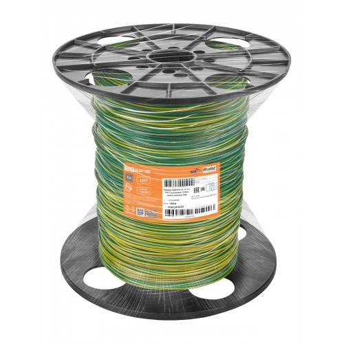 Провод ПуВнг(А)-LS 1*10,0 ГОСТ на катушке (150м), желто-зеленый TDM