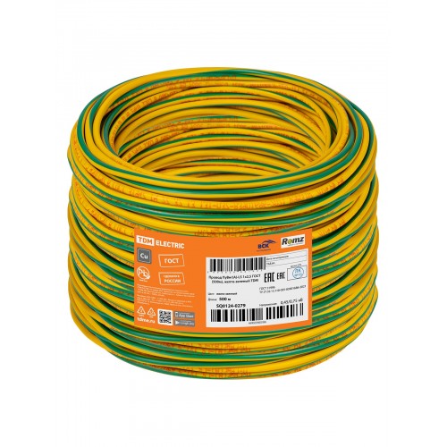 Провод ПуВнг(А)-LS 1*2,5 ГОСТ (500м), желто-зеленый TDM