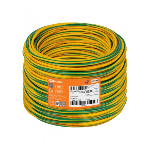 Провод ПуВнг(А)-LS 1*4,0 ГОСТ (300м), желто-зеленый TDM