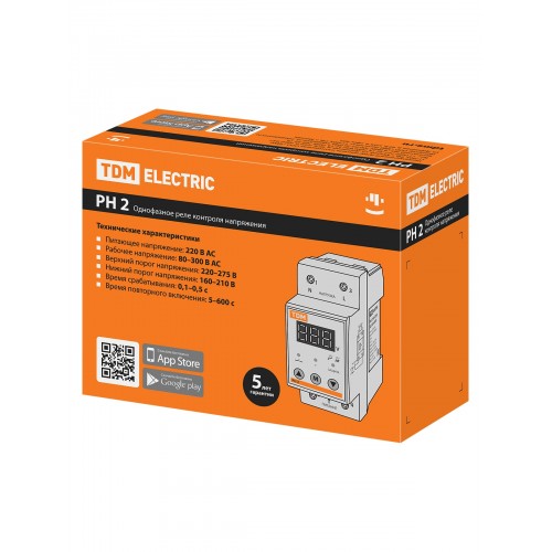Реле напряжения 1ф РН 2 25А-220В (LED-дисплей) TDM