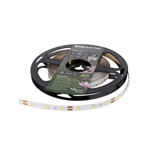 Лента светодиодная SMD2835-60 LED/м-IP20-12 В-4,8 Вт/м-6000 К (5 м) блистер TDM