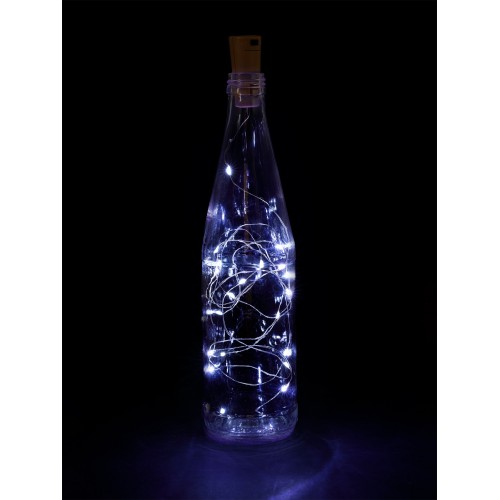 Гирлянда-пробка для бутылки "Роса20" 20LED, 2м, 6000К, 3хAG13/LR44, TDM