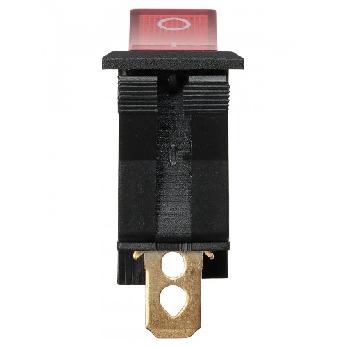 Выключатель клавишный KCD3-101N/B 250В AC/DC, 1P, 15А, (3с), ON-OFF, черный корпус, красная клавиша с LED подсветкой TDM