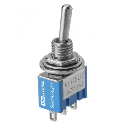 Переключатель-тумблер MTS-103 Micro 1P 250В AC/DC 3А (3c) ON-OFF-ON с фиксацией TDM