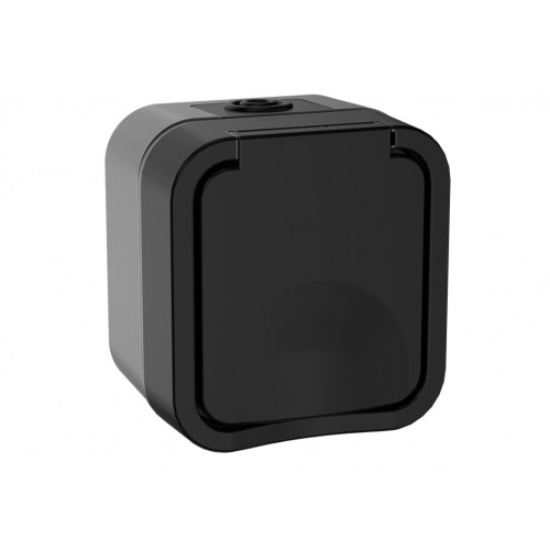 TORS Розетка 1-местная с заземляющим контактом и крышкой 16А IP55 TS120 графит IEK