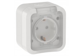 TORS Розетка 1-местная заземляющим контактом и крышкой 16А IP55 TS320 белый IEK