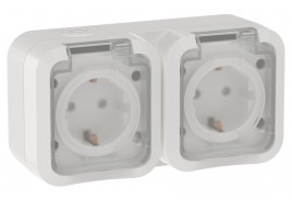 TORS Розетка 2-местная горизонтальная 16А IP55 TS322 белый IEK