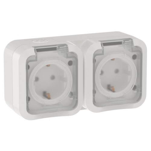 TORS Розетка 2-местная горизонтальная 16А IP55 TS322 белый IEK