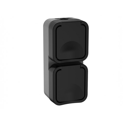 TORS Розетка 2-местная вертикальная 16А IP55 TS132 графит IEK