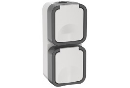 TORS Розетка 2-местная вертикальная 16А IP55 TS232 серо-белый IEK