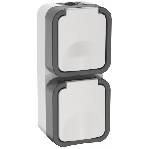 TORS Розетка 2-местная вертикальная 16А IP55 TS232 серо-белый IEK