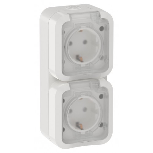 TORS Розетка 2-местная вертикальная 16А IP55 TS332 белый IEK