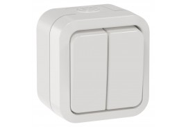TORS Выключатель двухклавишный 10А IP55 TS305 белый IEK
