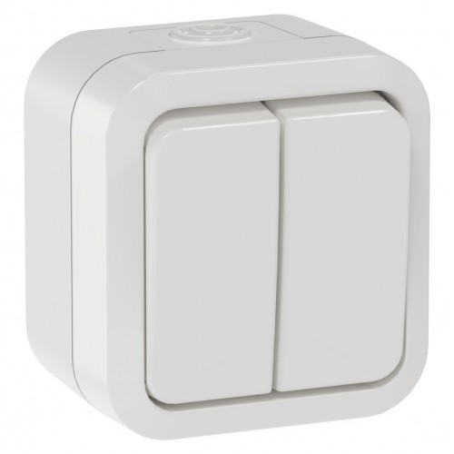 TORS Выключатель двухклавишный 10А IP55 TS305 белый IEK