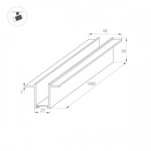 Трек встраиваемый MAG-TRACK-2538-F-1000 (BK) (Arlight, IP20 Металл, 3 года)