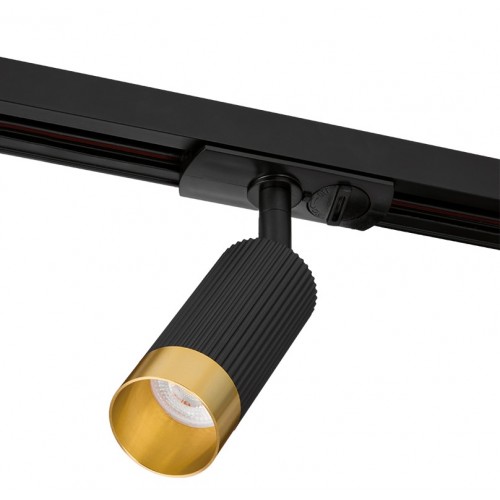 Трековый светильник WOLTA WTL-MR11/16BG Shell под лампу MR11 с цоколем GU10 IP20 Черный с золотом D40x100x165mm