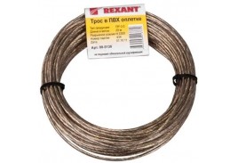 Трос стальной в ПВХ оплетке d=3,0 мм, прозрачный ( моток 20 м) REXANT