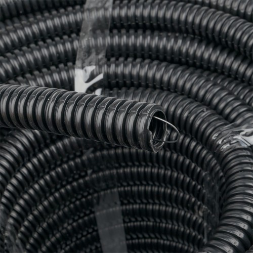 Труба гофр. негорючая безгалогеновая FRHF Plast с протяжкой d20 мм (100 м) черная EKF