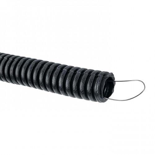 Труба гофр. ПНД Plast с протяжкой d25 мм (25 м) черная EKF