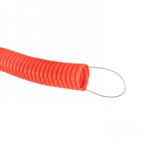 Труба гофр. ПНД Plast с протяжкой d32 мм (50 м) оранжевая EKF
