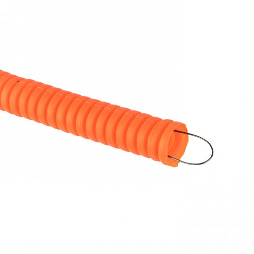 Труба гофр. ПНД тяжёлая с протяжкой d16 мм (100 м) оранжевая EKF