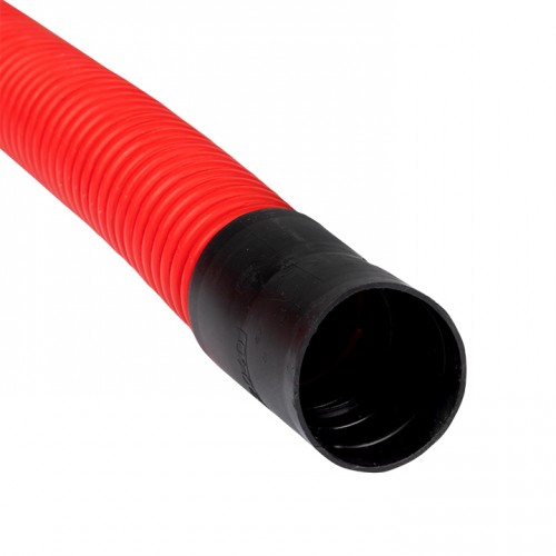 Труба гофрированная двустенная ПНД гибкая с протяжкой d40 мм (50 м) красная EKF