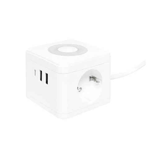Удлинитель "Куб" 2 гнезда 2USB 2,4А+Type C + Ночник 1,3 метра 1мм2