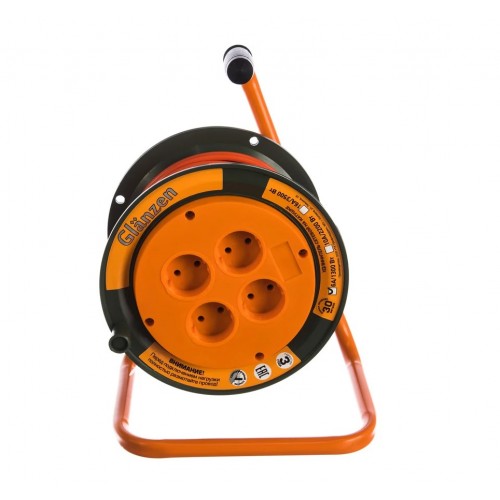 Удлинитель силовой на катушке GLANZEN 4 гн. ПВС 2х0,75 арт. EB-30-002