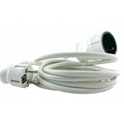 Удлинитель силовой шнур GLANZEN штепс. гнездо ПВС 2*0,75 3м арт. ES-03-001-white
