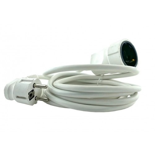 Удлинитель силовой шнур GLANZEN штепс. гнездо ПВС 3х1,5 5м арт. ES-05-005-white
