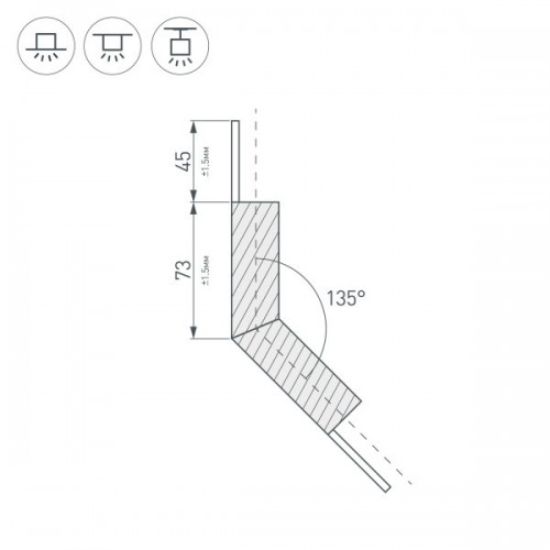 Угол PLS-LOCK-H25-L135W внешний (с экраном MAT-L) (Arlight, Металл)