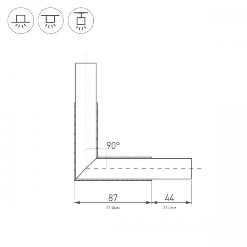 Угол PLS-LOCK-H25-L90 BLACK (с экраном MAT-L) (Arlight, Металл)