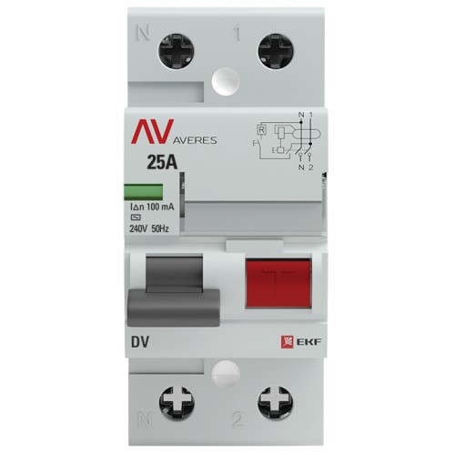 Устройство защитного отключения DV 2P  25А/100мА (AC) EKF AVERES