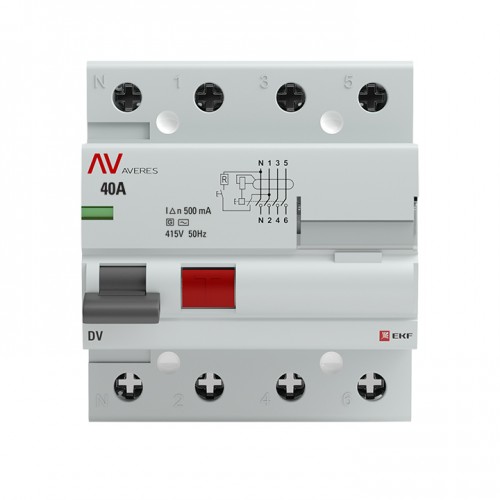 Устройство защитного отключения DV 4P  40А/500мА (G) EKF AVERES