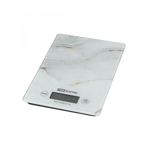 Весы электронные кухонные "Мрамор", стекло, деление 1 г, макс. 5 кг, TDM