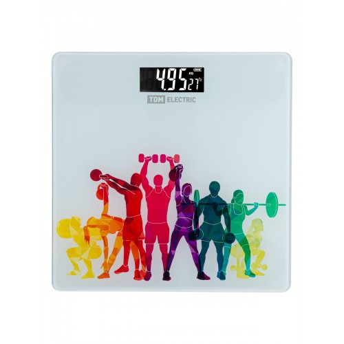 Весы электронные напольные "Фитнес", стекло, деление 0,01 кг, макс. 180 кг, 28х28 см, TDM