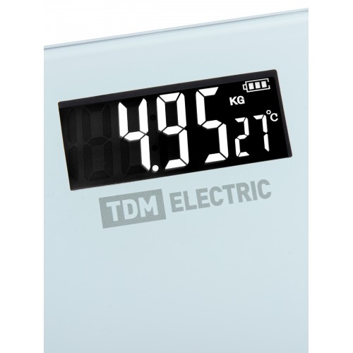 Весы электронные напольные "Фитнес", стекло, деление 0,01 кг, макс. 180 кг, 28х28 см, TDM