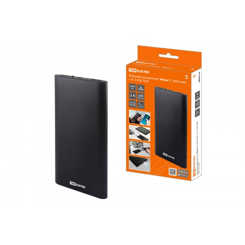 Внешний аккумулятор "Юкон 1", 6000 mAh, 2 А, 2 USB, TDM