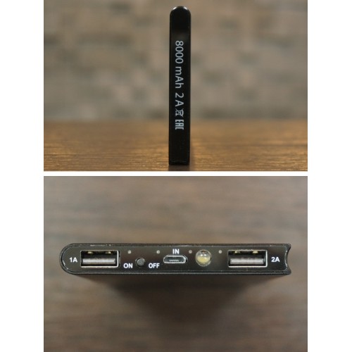 Внешний аккумулятор "Юкон 3", 8000 mAh, 2 А, 2 USB, TDM