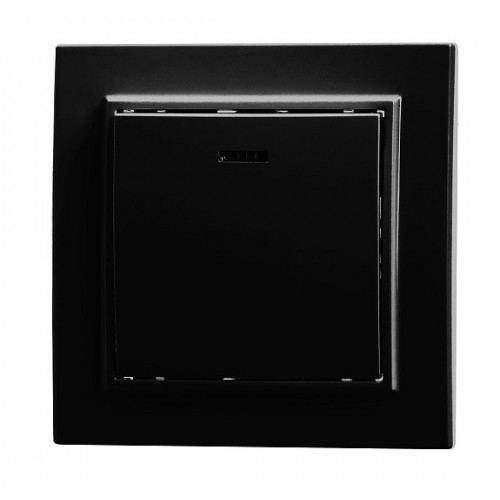 Выключатель 1-клавишный c индикатором, 250V, 10А, серия Эрна, PSW10-9001-03, черный
