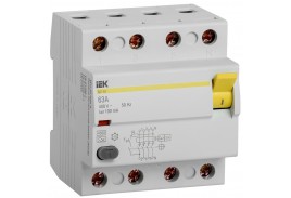 Выключатель дифференциальный (УЗО) ВД1-63 4Р 63А 100мА IEK