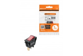 Выключатель клавишный KCD3-101N/B 250В AC/DC, 1P, 15А, (3с), ON-OFF, черный корпус, красная клавиша с LED подсветкой TDM