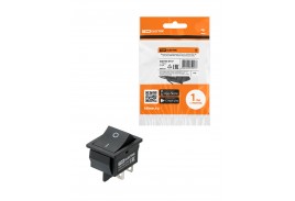 Выключатель клавишный KCD4-201 250В AC/DC, 2P, 16А, (4с), (ON)-OFF, черный, без фиксации TDM