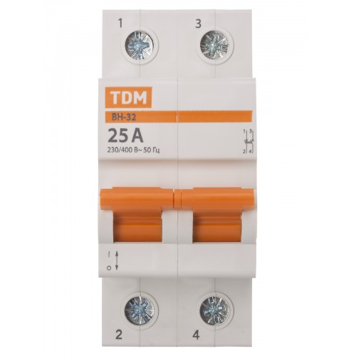 Выключатель нагрузки (мини-рубильник) ВН-32 2P 25A Home Use TDM