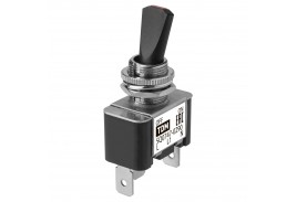 Выключатель-тумблер ASW-07D-2 1P 12В AC/DC 30А (3c) ON-OFF с фиксацией с красной LED подсветкой TDM