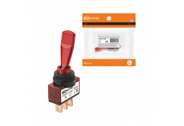 Выключатель-тумблер ASW-13D 1P 12В AC/DC 20А (3c) ON-OFF с фиксацией с красной LED подсветкой TDM