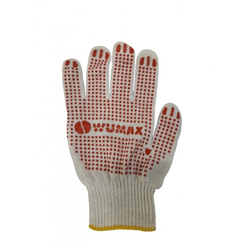 Перчатки трикотаж. WUMAX х/б, ПВХ, 5 нитей, 10класс, 150текс