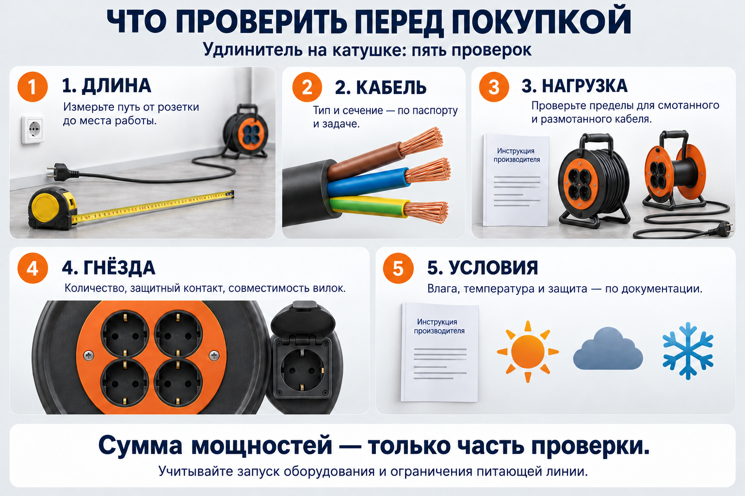 Пять проверок перед покупкой удлинителя на катушке